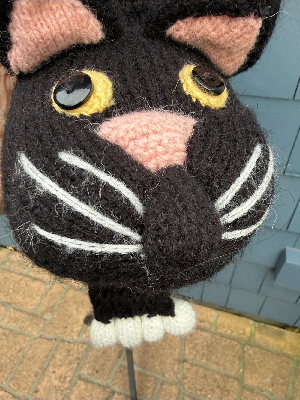 Black Cat Novelty Knit Scarf alpaca blend handmade